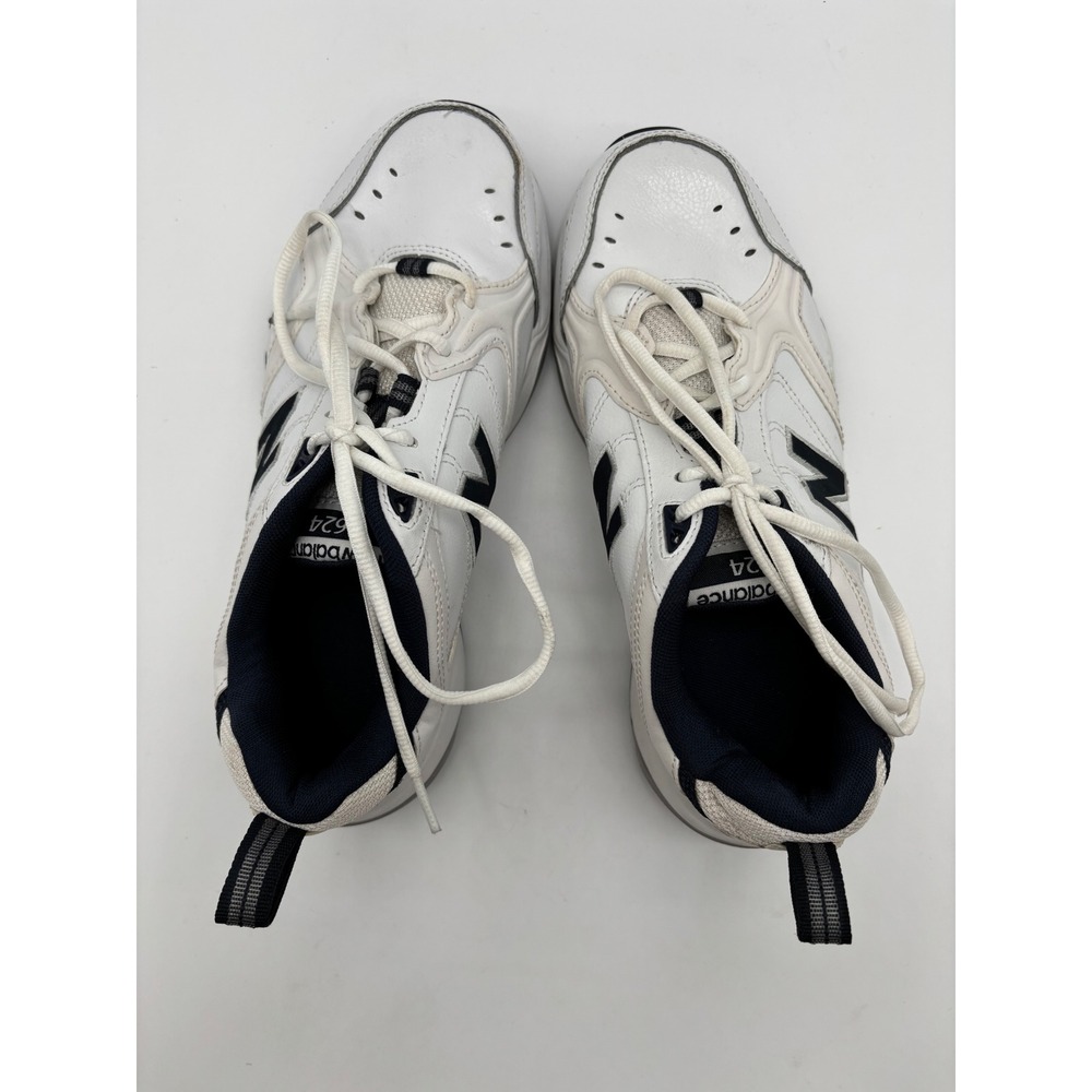 New Balance 624 White Navy Leather Cross Training Sneakers Mens 7 Womens 8.5 - Picture 3 of 8